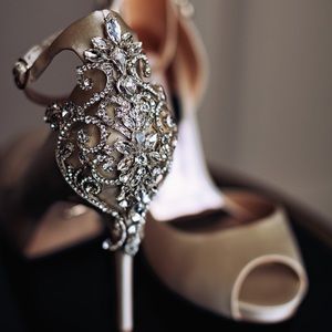 Badgley Mischka Satin Ankle Strap High-Heel Pumps